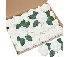 Awtlife Lot de 50 Roses artificielles pour Bouquets de Mariage, fête prénatale, décoration de la Maison