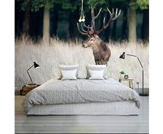 ZYZED Papier Peint Moderne Simple Papier Peint Non-Tissé s 3D Peintures Murales Arbres pour Chambre Salon Décor À La Maison Papier Peint Nature Paysage, cerf