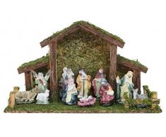 Toyland® Crèche de Noël Traditionnelle - Étable avec 12 Personnages de la Nativité - Décorations de Noël