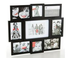 Cadre photo pêle-mêle mural coloris noir capacité 9 photos