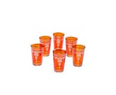 Lot de 6 verres à thé café coloré marocain Andalous couleur orange | verre de thé turc en style oriental | 6 Photophore en verre comme décoration marocaine dans votre chambre ou maison
