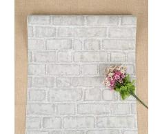 Papier Peint Gris Brique Papier Peint Autocollant Vintage Papier Peint Autocollant Papier Contact Gris et Blanc Papier Peint Amovible pour Salon Chambre et cuisine 44 * 500 cm