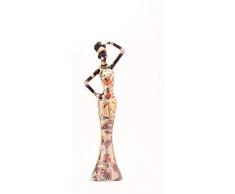 GEMME Statuette Femme Africaine en Robe Tissu, Hauteur 37 cm