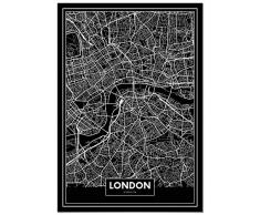 Panorama Poster Carte Noir de Londres 21 x 30 cm - Imprimée sur Poster de Grande qualité - Poster Ville Noir et Blanc - Poster Moderne pour la Maison - Décoration Murale - Affiche Vintage