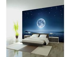 Papier peint intissé 350x245 cm ! Top vente - Papier peint - Tableaux - muraux - déco - XXL - Etoiles Mer Lune Nuit Lune ciel c-A-0036-a-a