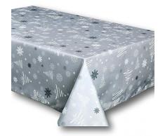 Cflagrant® Nappe Noel Tissu Anti-Taches (Sapins Gris/Blanc/Noir, Rectangulaire 145x240cm 8/10 Couverts)
