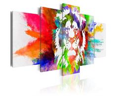 B&D XXL murando Impression sur Toile intissee 200x100 cm cm 5 Parties Tableau Tableaux Decoration Murale Photo Image Artistique Photographie Graphique Abstrait Animal Animaux Lion coloré g-C-0019-b-o