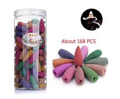Lot de 168 cônes dencens à refoulement Bois de santal Parfum naturel Bâtons dencens Mélange de fleurs