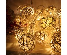 Globe Guirlande lumineuse LED Boule Guirlande lumineuse boules en rotin étoiles LED Clip Photo Guirlande lumineuse