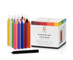 Candle Charisma 100 Couleurs Assorties de Sorts Bougies Petit Dripless pour Chimes, Magie, Congrégation, Veillée aux chandelles, Rituals, Décorations festives (10 Couleurs) 4 Pouces de Hauteur