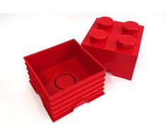 Brique de rangement LEGO 4 plots, BoÃ®te de rangement empilable, 5,7 l, rouge