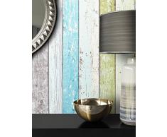 Bois de motif de papier peint intissé Vert Bleu Beige murale design | | Papier peint élégant en bois magnifique inoxydable 3D de style moderne pour le salon, une chambre ou cuisine + newroom de à tapisser Profi Brochure avec Super conseils.