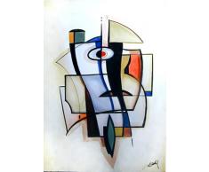 ETA-BL Tableau Design Moderne. Véritable Peinture sur Toile. Entièrement Peint à la Main. Dimensions : 60/90 cm. Tableau Vertical. pour Une décoration Murale Moderne et contemporaine. Tableau signé.