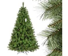 FairyTrees Arbre Sapin Artificiel de Noêl Sapin SCANDINAVE, Matière PVC, Vraies Pommes de Pin, Socle en Métal, 220cm, FT16-220