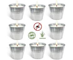 Bougies Citronnelles Anti Moustique, 8 Pièces Bougies Parfumées à la Cire de Soja Naturelle pour Intérieur & Extérieur Jardin Voyage Camping
