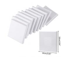 N/A Lot de 10 mini panneaux de toile tendus, 10 x 10 cm, petits tableaux carrés pour peinture à lhuile vierge 3,93 cm