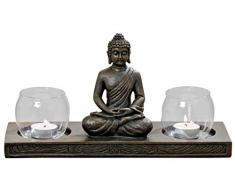 Statuette de Bouddha sur piédestal avec 2 emplacements à bougies