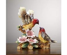 Sculpture Statuette Couple doiseaux Figurine Porcelaine Pastorale De Céramiques Artisanales Sparrow Oiseaux Amoureux dart pour Salon Table Accessoires De Noël Cadeau