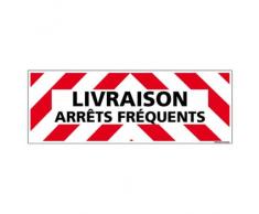 LIVRAISON ARRÊTS FRÉQUENTS - Adhésif Autocollant Sticker - Dimensions 500x150 mm - Garantie 10 ans - Panneau LIVRAISON ARRÊTS FRÉQUENTS