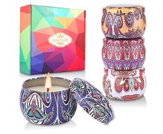 AMAYGA Bougie Parfumée Ensemble Cadeau,(4 * 4,4OZ) Bougies 100% en Cire De Soja Naturelle de Décompression,Mariage,Bath,Yoga,Cadeau Noël Cadeau de Fête des Mères et La Saint-Valentin