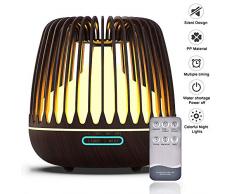 AUKBEC Lanterne humidificateurs WiFi Télécommande Aromathérapie Diffuseur 500Ml ultrasons Timing Purificateurs dair Brume fraîche atomiser 7 Couleurs LED,Deepwoodgrain,EU
