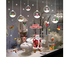 UMIPUBO NoëL Autocollants Fenetre Décoration DIY Boule de Noel Santa Flocons de Neige Amovibles Statique Stickers Fête de Noël Décalcomanie Cadeau de Noël pour Magasin Maison