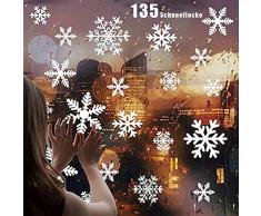 ZoneYan Noël Stickers Fenetre Flocons de Neige, 135 PCS Flocons de Neige PVC Autocollants Stickers, Fenetre NoëL Stickers