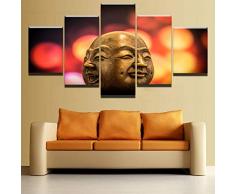 WHOOPS Painting Picture Wall Home Decoration HD Print 5 Board Buddha Flower Artwork Modular Canvas Poster Living Room 30 * 40 * 2 30 * 60 * 2 30 * 80Cm Frameless