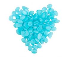 Inntek Lot de 100pcs Galets Phosphoresecents Pierre Lumineuse Bleu, Pierres Décoratives Extérieur pour Jardin, Chemins, Cour, Pot de Fleurs, Aquarium