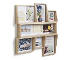 UMBRA Edge Frame multi wall. Cadre pÃªle-mÃªle mural Edge, en bois, pour 11 photos dont 4 de 10x10cm, 7 de 10x15cm, et 2 de 13x18cm. Coloris bois naturel.