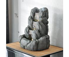 ZenLight Rocky Fontaine dIntérieur, Résine, Gris, 24 x 21 x 34 cm