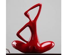 Yangyang Yoga Fille Sculpture Abstraite Ornements Personnage Figure Résine Statue pour Accueil Décoration Accessoires Cadeaux Artisanat 23 X 27CM,Rouge