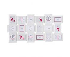 Cadre photo pêle-mêle mural PANORAMIQUE - Capacité 18 photos - Coloris BLANC