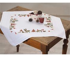 Kamaca Kit de broderie motif animaux de la forêt avec nappe 80 x 80 cm à broder au point de croix en coton Motif Noël