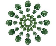 Vivifiantes 48 pcs 2 Sortes Artificielle Feuilles de Palmier, Faux Tropical Laisse Luau décors, hawaïen, fête, Mariage, (Vert)