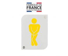 Plaque de porte design en plexi toilettes hommes couleur blanc personnalisable - Pictogramme toilettes WC hommes - Blanc/Or - 3