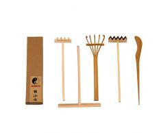 ICNBUYS Mini Outils Professionals de Jardin Zen avec Trois Râteaux Un Stylo de Bambous Un Stylo pour Repousser des Sables