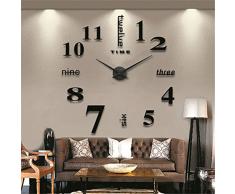 GUFAN® 3D DIY Pendule Murale Moderne Métallique Horloge de Salon Décoration (noir)