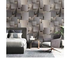 Peinture murale Résumé 3d effet décor papier peint design papier peint mural papier peint intissé tissé rouleau papier peint mural moderne mur chambre salon abstrait géométrique gris doptique10×0.53m
