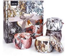 Albrillo Bougies Parfumées, 25-30 Heures Durée 125g Chaque Pot, Parfait pour Noël Valentin Anniversaire Mariage, Fait de la Cire de Sojaturelle et Huile Essentielle (#4 Pièces)