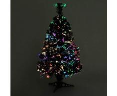 Homcom Sapin de Noël Artificiel Lumineux Fibre Optique Multicolore + Support Pied Ø 48 x 90H cm 90 Branches Vert