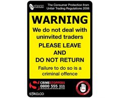 Trading normes Cold Calling Uninvited Traders Avertissement Sticker Panneau autocollant pour porte