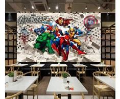 Personnalisé Photo Papier Peint Avenger Union Hulk Spiderman 3D Stéréoscopique Mur De Briques Fond Peinture Art Stickers Muraux