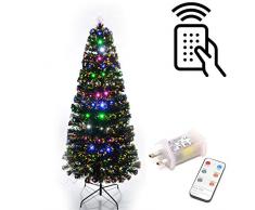 SHATCHI 6052-LED-REE-4FT Sapin de Noël lumineux en fibre optique avec télécommande 8 effets différents Décoration de Noël Vert 120 cm