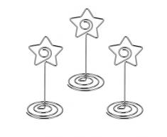 AONER 20PCS Porte Photo Mémo Carte Pince avec Base Etoile Carte Place pour Décoration de Mariage Fête Photo