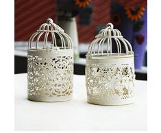niceEshop(TM) Bougeoir Rond en Fer pour Décorer le Table et la Maison (Blanc Crème)