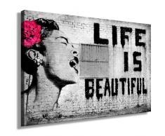 Impression sur toile Style graffiti de Banksy Reproduction pop art street art Toile sur châssis 120 x 80 cm