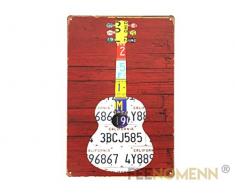 FEENOMENN Plaque Métal Déco Vintage - Guitare Immatriculation Américaine (20x30cm)