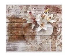 murando Papier peint intissé Vintage 350x256 cm Décoration Murale XXL Poster Tableaux Muraux Tapisserie Photo Trompe loeil Fleurs Lys Bois Planche f-A-0616-a-a