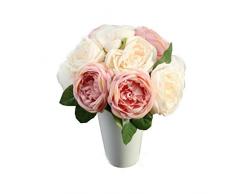 Ineternet 1* Bouquet 5 Têtes Fleurs Artificielles de Roses Feuilles Floral Mariage Bouquet Parti Maison décoration